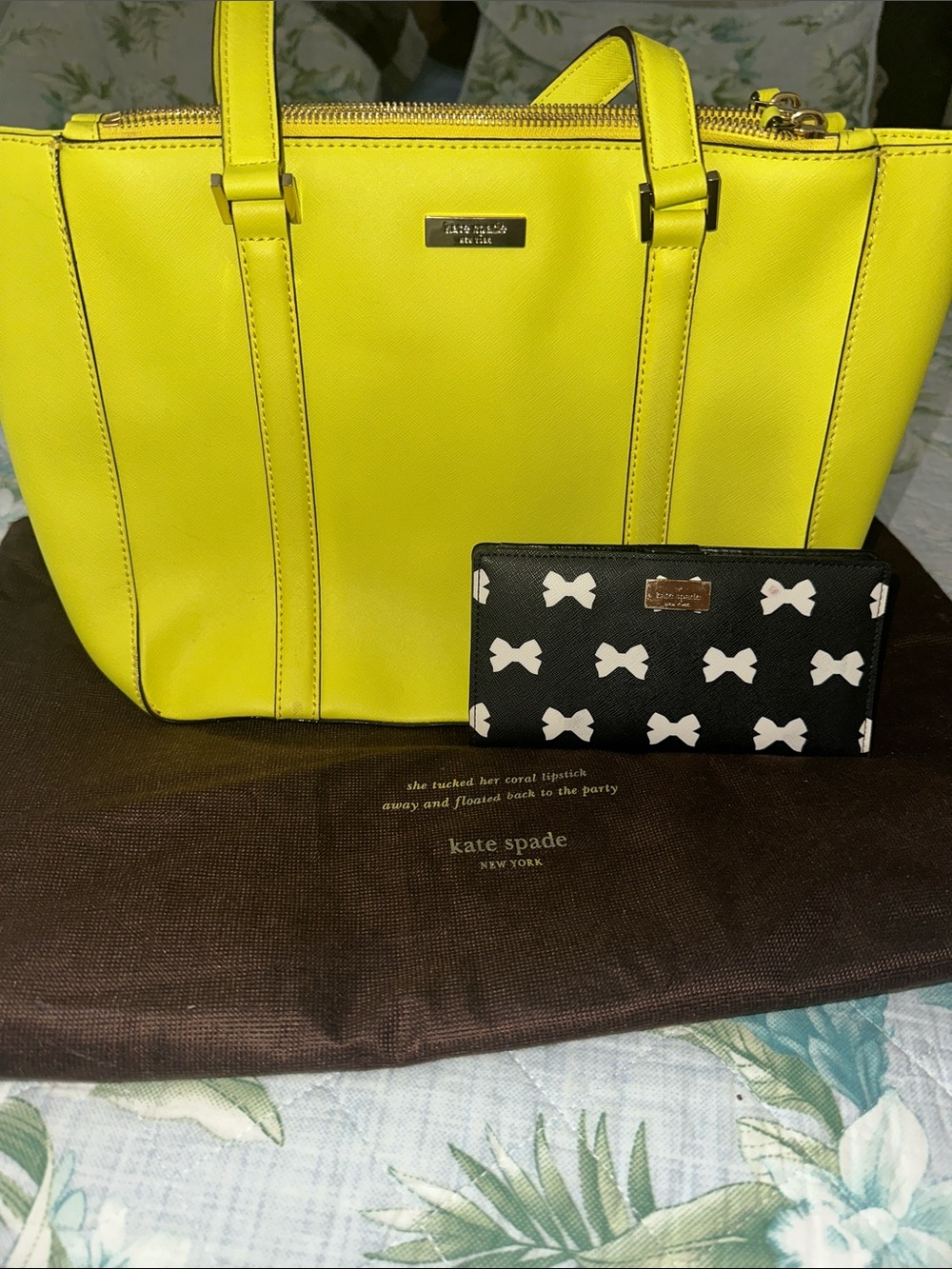 kate spade Bright Yellow Saffiano Top-Zip Tote
